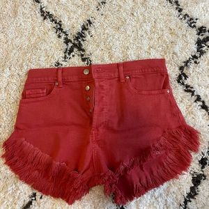 REVICE denim high waisted orange shorts (never worn)